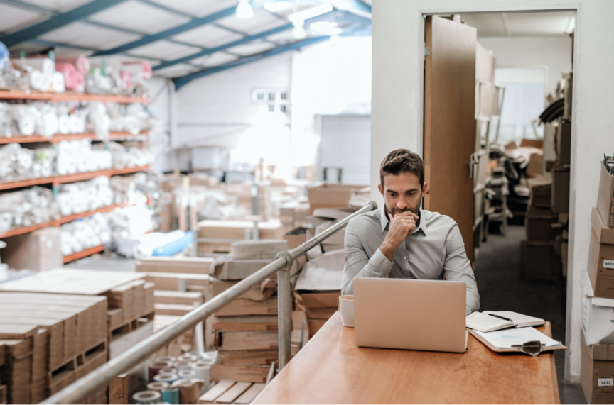 Man Working in his Warehouse