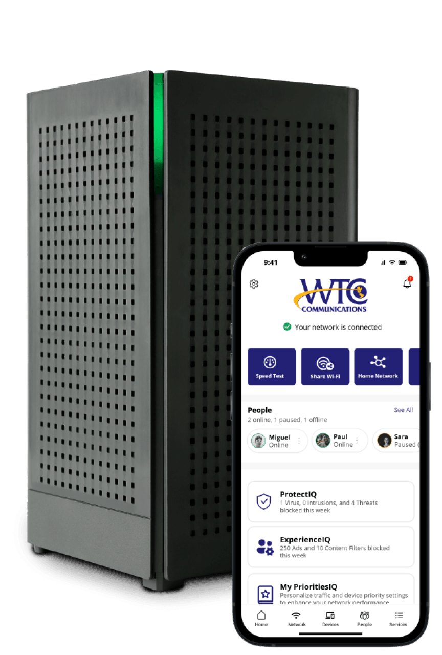 WTC Communications Eastern Ontario - GigaSpire modem router with WTC Smart Phone App