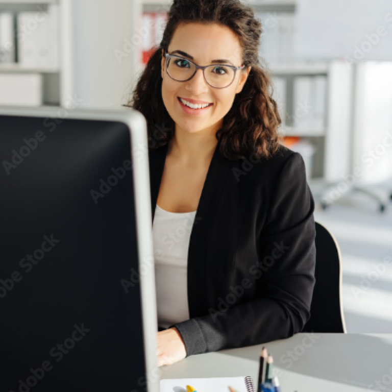 Woman Happy at Computer